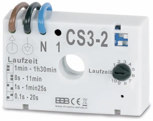 Elektrobock CS3-2 Treppenlicht Nachlaufrelais Unterputz, weiß - Automatisches Nachlaufrelais mit flexibler Laufzeit von 1 Sekunde bis 90 Minuten. Einfache Installation hinter jedem Schalter, geeignet für verschiedene Beleuchtungssysteme.