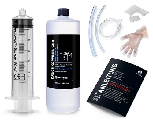 OCTOPUS Fluids Düsenreiniger für Brother Druckköpfe - Effektives Reinigungsset für Brother Druckköpfe, ermöglicht einfaches Spülen direkt im Drucker ohne Ausbau. Ideal für eine schnelle und gründliche Reinigung der Düsen.