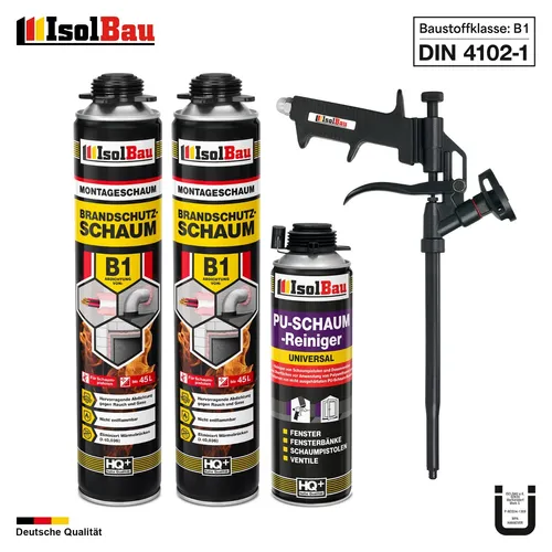 Brandschutzschaum B1 750ml - Hochwertiger Montageschaum - Effektiver Brandschutzschaum B1 für Abdichtung und Isolierung. Hohe Temperaturbeständigkeit und ausgezeichnete Haftung, ideal für Innen- und Außenbereiche.