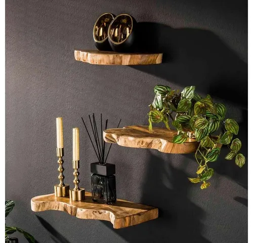 RINGO-Living Wandregal Zadie aus Teakholz 3er-Set von RINGO-Living