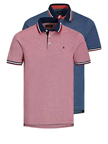 JACK & JONES JJEPAULOS Polo SS 2PK MP - 2er Pack Herren Poloshirts aus hochwertiger Baumwolle, ideal für lässige Looks und Komfort im Alltag.