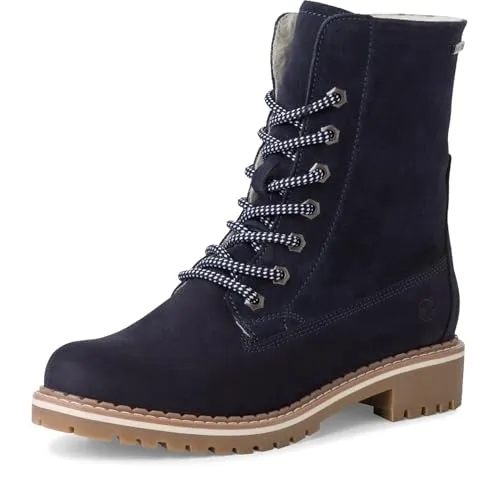 Winterboots TAMARIS für Damen, Gr. 40, blau - Wanderschuhe aus atmungsaktivem Nubuk- und Veloursleder mit DUO-TEX-Ausstattung, ideal für kalte Tage dank Schurwollinnenfutter und wasserabweisenden Eigenschaften.