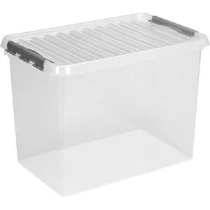 Sunware Q-line Aufbewahrungsbox 72,0 l - Transparent und Stapelbar - Lagerboxen mit 72,0 l Fassungsvermögen, ideal für Ordnung im Büro oder Zuhause. Lebensmittelecht, robust und stapelbar für maximalen Platz.