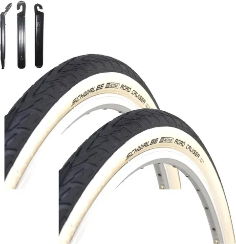 Schwalbe Road Cruiser Reifen in Weißwand 47-507 (24 x 1.75) inkl. 3 Reifenheber 2 x