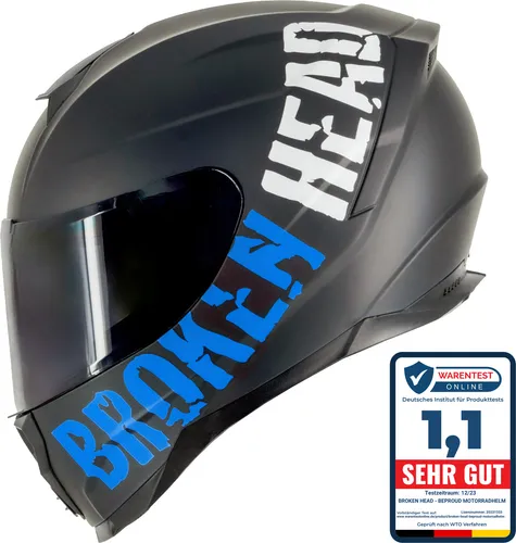 Broken Head Integralhelm BeProud Sport Blau + Schwarzes Visier : M (57-58 cm) Größe: M (57-58 cm)
