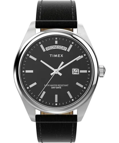 Timex Herren Analog Quarz Armbanduhr Legacy - Armbanduhren für Herren: Elegante Timex Legacy mit Kalenderfunktion, Leuchtzeigern und hochwertigem Lederband. Wasserdicht bis 5 bar und in edler Geschenkbox, ideal als Geschenk!