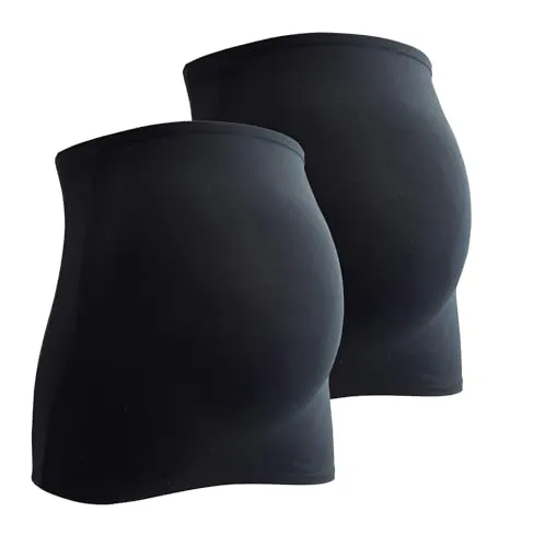 mama band Schwangerschaft Bauchband für die Babykugel im Doppelpack – Rückenwärmer und Shirtverlängerung für Schwangere – Elastische Umstandsmode Schwarz 32-38