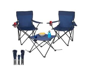 ecosa Campingstuhl EO-5093, vielseitiger Outdoor-Stuhl in Blau - Robuster Campingstuhl aus pulverbeschichtetem Stahl mit hohem Sitzkomfort. Ideal für Outdoor-Aktivitäten und entspannte Stunden im Freien. Belastbar bis 150 kg.