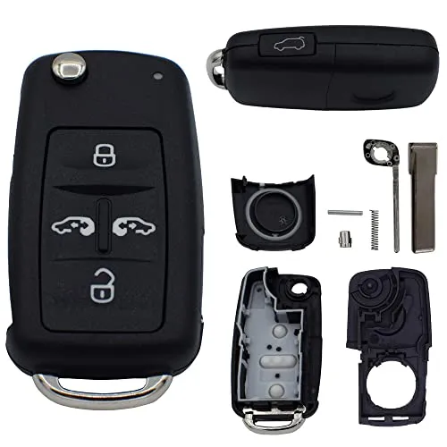 Auto Schlüssel Funk Fernbedienung 1x Gehäuse 5 Tasten Ersatz Autoschlüssel Schlüsselgehäuse Reperatur Set passend für VW SEAT Sharan Alhambra II Caddy 2K Transporter T5 T6