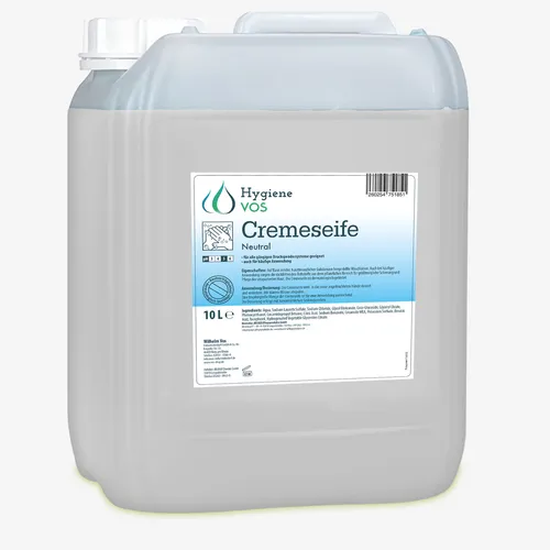 Hygiene Vos - Neutrale Cremeseife 10L - Seife im 10L Kanister, pH-neutral und biologisch abbaubar. Ideal für Hautschonende Handreinigung in Industrie, Handwerk und Verwaltung.