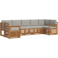 vidaXL Sofagarnituren 7 pcs aus Akazienholz in Hellgrau - Stylisches Outdoor-Sektionalsystem aus robustem Akazienholz, ideal für Garten und Terrasse. Modular und flexibel anpassbar, vereint es Komfort und modernes Design mit geringem Pflegeaufwand.