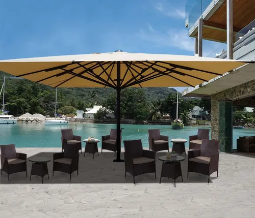 Mendler Gastronomie-Luxus-Sonnenschirm HWC-D20, XXL 5x5m