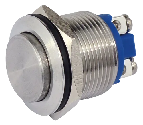 Vollmetalltaster, 19mm-Ø, 250V, 3A, Schraubösen