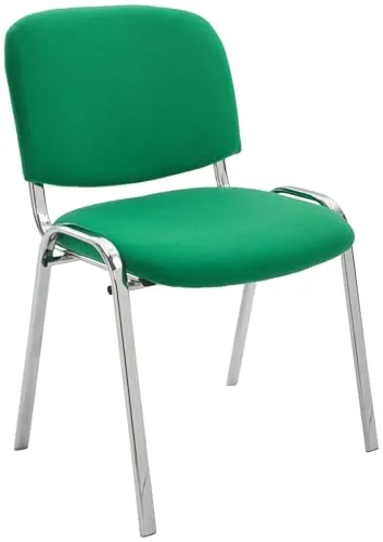 CLP Konferenzstuhl Ken Chrom - Grüner Stapelstuhl mit hochwertiger Polsterung - Bürostühle für Konferenzen und Wartebereiche, stilvoll und bequem mit pflegeleichtem Stoffbezug. Stapelbar für platzsparende Lagerung und bis zu 120 kg belastbar.
