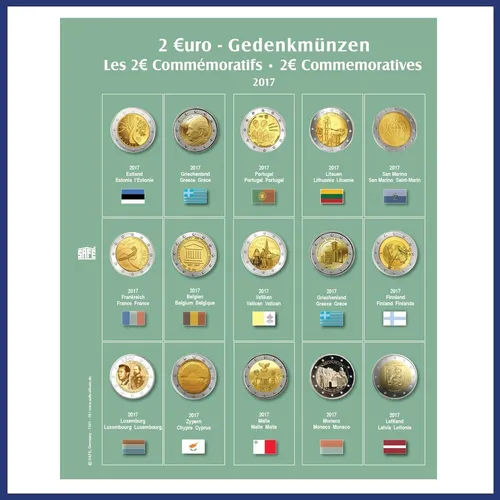 Premium Münzblatt 2 Euro des Jahres 2017 Blatt 19 für Album 7341