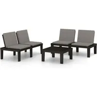 vidaXL 3-tlg. Garten-Lounge-Set mit Kissen - Gartenmöbel-Set aus stabilem, leicht zu reinigendem Kunststoff, ideal für entspannte Stunden im Freien. Inklusive bequemer Kissen für hohen Sitzkomfort und einer robusten Tischplatte für Snacks und Getränke.