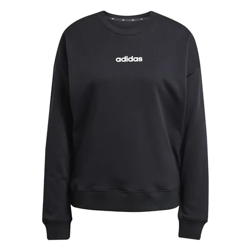 adidas Damen Essentials Linear French Terry Sweatshirt, Black/White, M