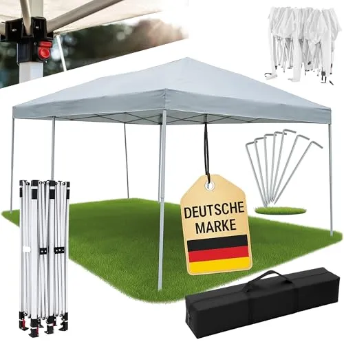 ONDIS24 Faltpavillon 6x3m grau mit Tragetasche - Robustes Partyzelt aus Metall, einfach aufzubauen in nur 5 Minuten, ideal für Garten und Terrasse. Inklusive Erdnägel und Transporttasche für höchsten Komfort.