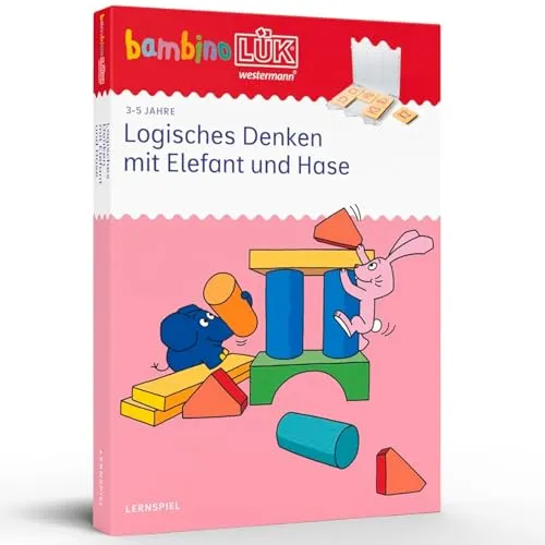 bambinoLÜK-Set: Logisches Denken mit Elefant und Hase - Lernhilfen für Kindergarten und Vorschule, fördert spielerisch logisches Denken und Konzentration durch interaktive Übungen.