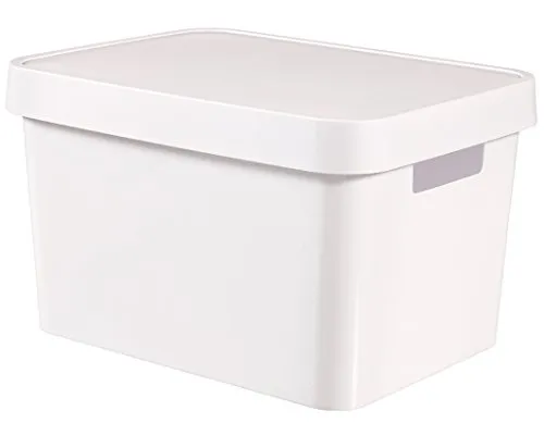 Behälter INFINITY 17L mit Deckel - Aufbewahrungsbehälter mit Deckel aus robustem Kunststoff im skandinavischen Design, ideal zum Verstauen von Büromaterial und mehr. Mit 17L Volumen und kompakten Maßen 36x27x22cm.