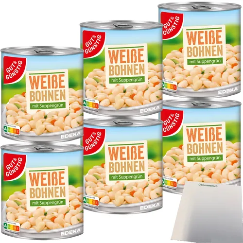 Gut&Günstig Weisse Bohnen mit Suppengrün 6er Pack 6x800g Dose usy Block