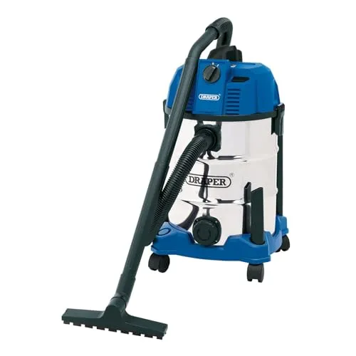 DRAPER wdv30ssb Wet und Dry Staubsauger mit Edelstahl Tank, Blau, 30 Liter