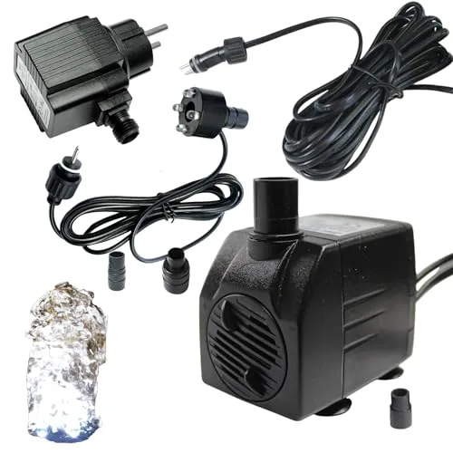 Arnusa Springbrunnenpumpe mit LED Quellsteinbeleuchtung