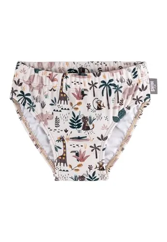 Sterntaler Badehose Safari – UV-Schutz 50+ Schwimmhose Jungen – Baby Badehose mit Safari-Print & Windeleinsatz bis Größe 86/92, Bademode für Schwimmbad und Strand – Ecru, Größe 68