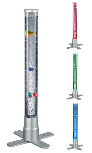 Reality LED-Tischleuchte Motion R50711187 - Lampe & Leuchte mit 61 cm Höhe, titanfarbenem Sockel und beweglichen Deko-Fischen in der Wassersäule für lebendige Akzente.