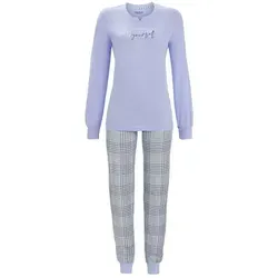 Ringella Pyjama - Schlafanzug mit Strickbündchen und karierter Hose blau 40