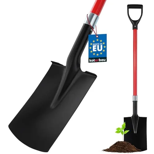 KOTARBAU® Spaten mit Fiberglass Stiel 115 cm aus Glasfaser für Gartenarbeiten Umpflanzen Gerader Grabespaten Gartenwerkzeug Blumenspaten Beetspaten