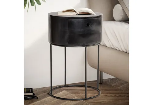 FineBuy Nachtkonsole aus Massivholz und Metall von FineBuy