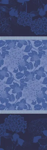 Garnier-Thiebaut Tischläufer Hortensias Bleu - Eleganter Tischläufer aus 100% Bio-Baumwolle, jacquard-gewebt und fleckabweisend. Ideal für festliche Anlässe oder den täglichen Gebrauch. Maße: 55x180 cm.