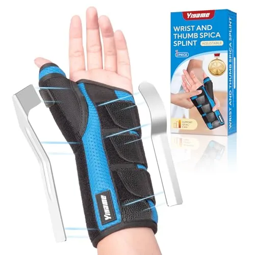YiYame Handgelenkschiene mit Daumenschiene, Handgelenk Bandagen Sehnenscheidenentzündung, Nachtschlaf Daumenorthese und Handgelenkschiene fur Karpaltunnel, Arthritis, Frakturen, Links-M