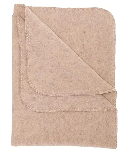 Engel Natur, Baby Fleece Decke mit Muschelkante, 100% Wolle (kbT) (80x100 cm, Sand Melange)