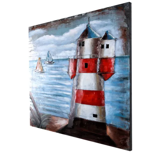 Produktbild Wandbild Leuchtturm 3D Bild Metallbild Relief Unikat Metall Handarbeit B=83cm
