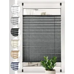 Sonello Plissee crush Klemmfix ohne Bohren, blickdicht, Klemmfix, verspannt, 30cm x 200cm Anthrazit Faltrollo, Easyfix, Blickdicht, Lichtschutz Sonnenschutzrollo verspannt, Jalousie Rollo für Fenster & Tür, einfache Montage, in verschiedenen Farben und Größen grau 30 cm x 200 cm