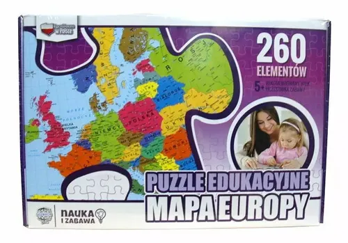 Puzzle edukacyjne – mapa Europy, 260 elementów Zachem 5906727907149