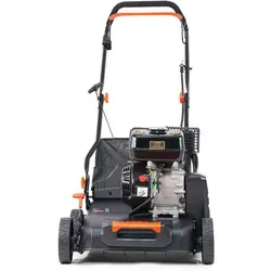 FUXTEC Benzin Vertikutierer FX-BV240ECO - Vertikutierer für gesunden Rasen, 2in1-Funktion: Vertikutieren und Fangen, starke Leistung mit 4,1 kW, 15 Messer und 6 Arbeitstiefen für optimale Anpassung.