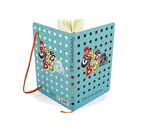 BRISA VW Collection - Volkswagen Notiz-Tage-Schreib-Buch, liniert im Hardcover-Einband im Käfer Design DIN A5 (Love That Bug/blau)