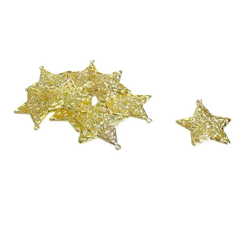 Deko AS Christbaumschmuck Metallsterne zum Hängen - gold - 6 cm - 12 Stück - 92016 20, filigran