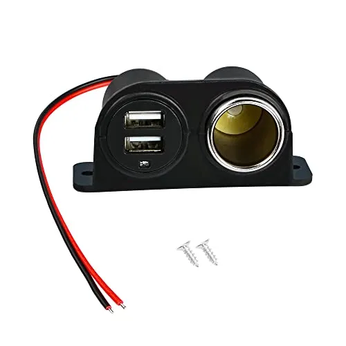 RIIEYOCA USB-Zigarettenanzünder-Steckdosen-Adapter, 12v Zigarettenanzünder Buchse-Splitter mit zwei USB-Steckdosen und LED-Licht, für Auto