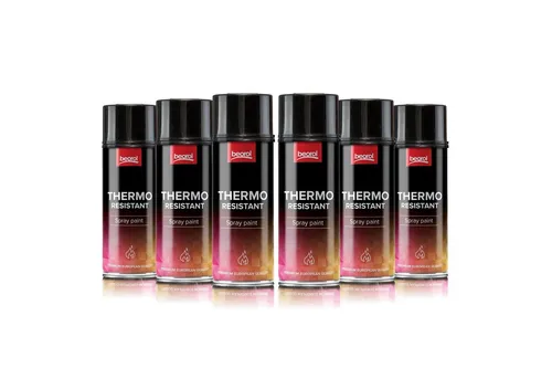 BigDean by Beorol 6x Thermolack Schwarz, matt - Hitzebeständiger Ofenlack - Sprayfarbe für Ofen & Grill, hitzebeständig bis +800 °C. Ideal für Abgasanlagen, Motorblöcke und Heizkörper. Schnelltrocknend und mit hervorragender Deckkraft für anspruchsvolle Nutzer.