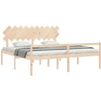 vidaXL Seniorenbett 200x200 cm aus Massivholz mit Kopfteil - Praktisches Seniorenbett aus Kiefernholz mit 45 cm Sitzhöhe für einfachen Einstieg. Bietet zusätzlichen Stauraum und stabilisiert die Matratze durch robuste Latten. Ideal für komfortable Nächte und stilvolles Wohnen.