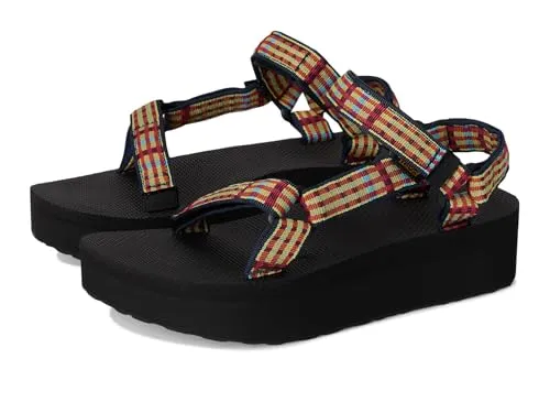 Teva Women's Flatform Universal Sandal, Modern Check Lemon Drop, 41 EU