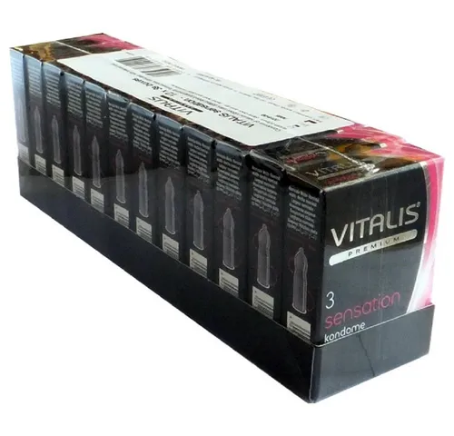 VITALIS Kondome PREMIUM Sensation (Kondome mit 3-in-1 Effekt) Packung mit, 36 St., Kondome für mehr Lust und intensive Orgasmen, zuverlässig, sicher und angenehm im Gebrauch