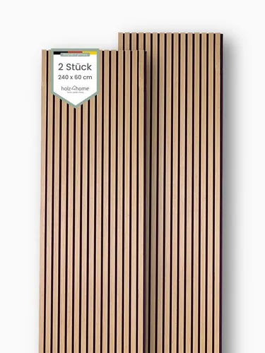 holz4home® 3D Akustikpaneel Set aus MDF 240x60 cm – Modernes Wandpaneel für stilvolle Akustik - Gestalten Sie Ihre Räume modern mit unserem 2-tlg. Akustikpaneel-Set aus MDF in Holzoptik (240x60 cm). Ideal zur Verbesserung der Raumakustik und für eine harmonische Optik in jedem Wohnraum, Büro oder Konferenzbereich.