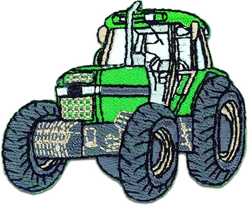 Aufnäher / Bügelbild - Traktor Kinder – grün – 6,5x5cm - Patches Aufbügeln