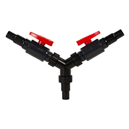 AquaForte 3-Wege-Ventil Y-Wasserteiler Ø20/25mm, mit 2 Kugelhähnen, geeignet für Wasserornamente und Wasserfälle, Schläuche einfach anschließen, kein Gedöns mehr, Schwarz