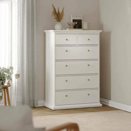 Home affaire Sideboard Paris, weiß mit 6 Schubladen